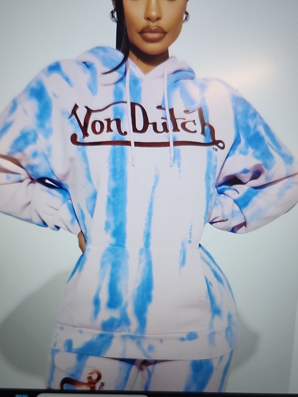 Von Dutch Pink & Blue Tie-Dye Pullover Hoodie